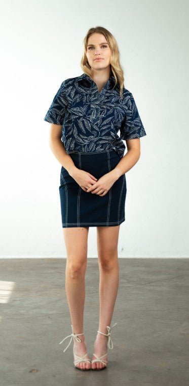 Never A Wallflower Split Neck Top - Capri by Sunset & Co.