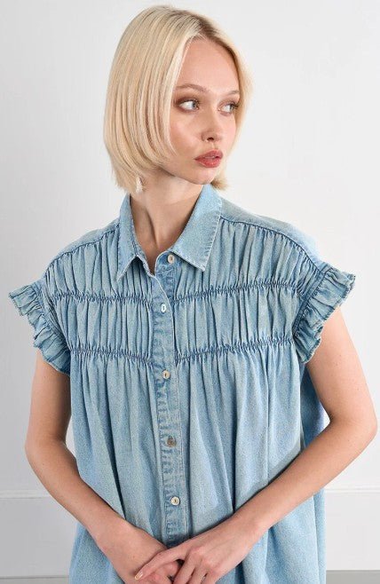 Molly Bracken Collared Denim Dress - Capri by Sunset & Co.