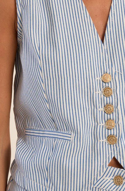 Molly Bracken Woven Striped Vest - Capri by Sunset & Co.
