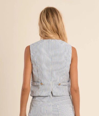 Molly Bracken Woven Striped Vest - Capri by Sunset & Co.