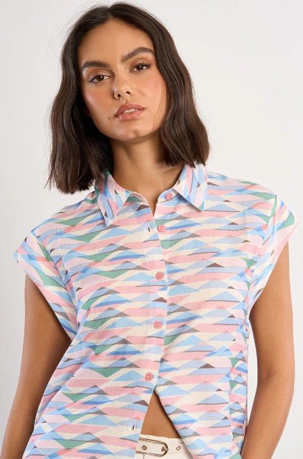 Molly Bracken Collared Sleeveless Shirt - Capri by Sunset & Co.