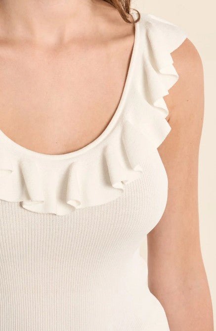Molly Bracken Large Ruffle Knit Tank Top - Capri by Sunset & Co.