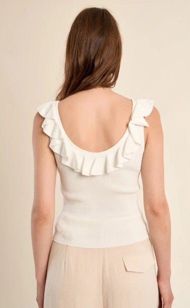 Molly Bracken Large Ruffle Knit Tank Top - Capri by Sunset & Co.