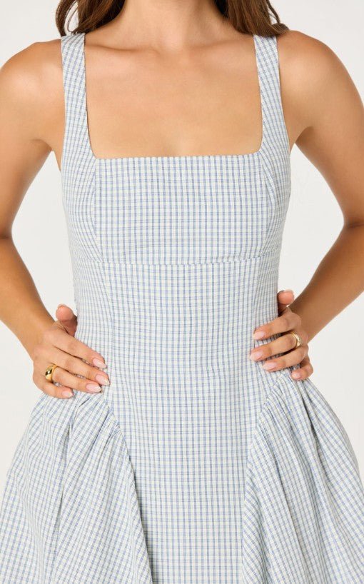 ASTR the Label Women's Vinya Dress Blue Plaid / Small ASTR the Label Women's Vinya Dress Blue Plaid / Small