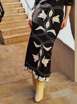 Never A Wallflower Florentine Skirt - Capri by Sunset & Co.