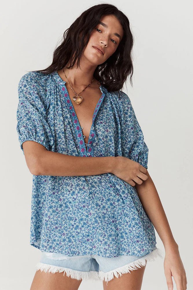 SPELL Love Jetty Short Sleeve Blouse - Capri by Sunset & Co.