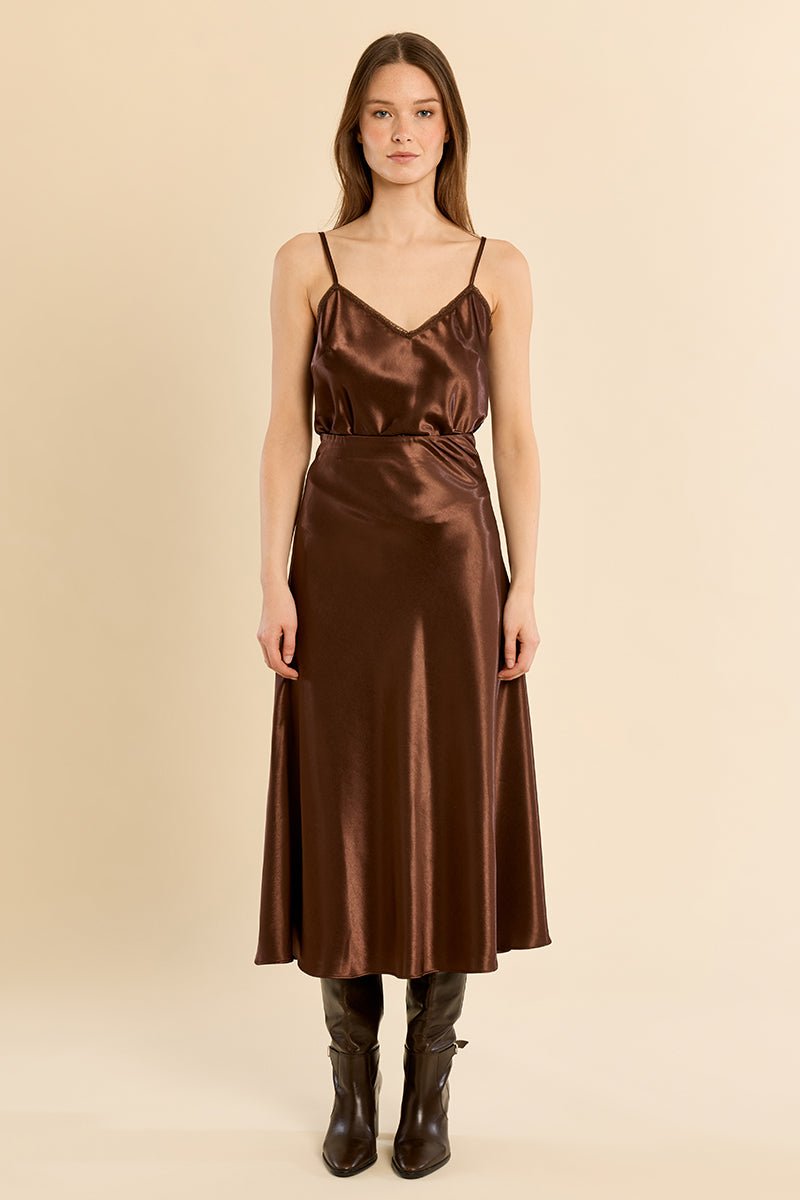 Molly Bracken Silky Midi Skirt - Capri by Sunset & Co.