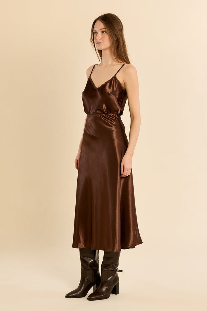 Molly Bracken Silky Midi Skirt - Capri by Sunset & Co.