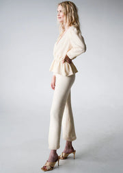 Sequin Elastic Waist Pants - Ivory