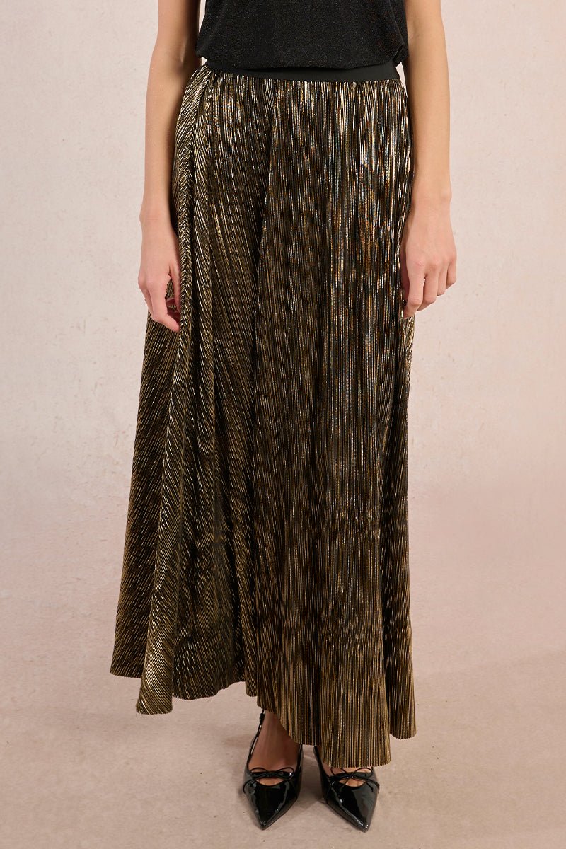 Molly Bracken Metallic Maxi Skirt - Capri by Sunset & Co.