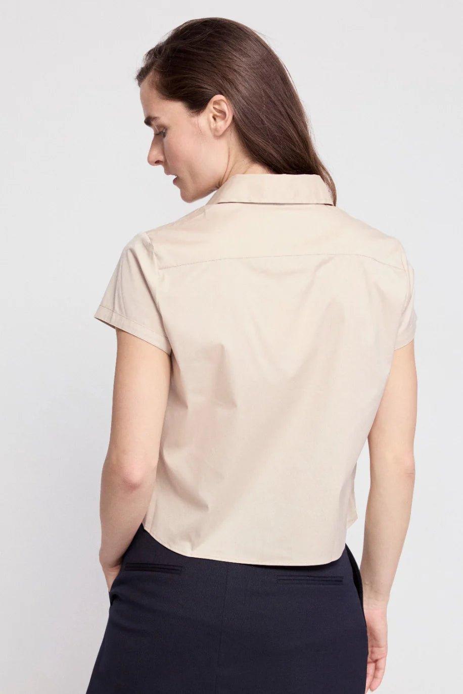 The Shirt The Boxy Short Sleeve Cropped Shirt - Capri by Sunset & Co.