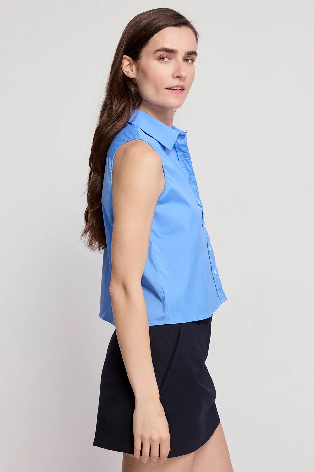 The Shirt The Boxy Cropped Sleeveless Shirt - Capri by Sunset & Co.