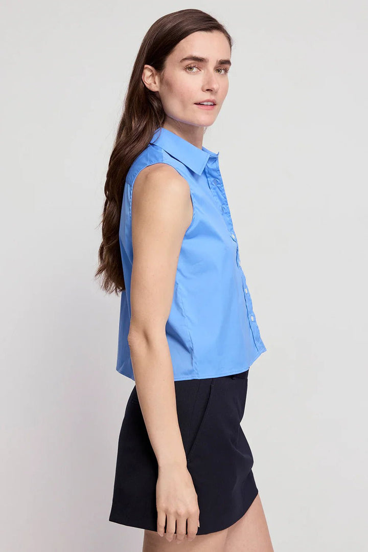 The Shirt The Boxy Cropped Sleeveless Shirt - Capri by Sunset & Co.