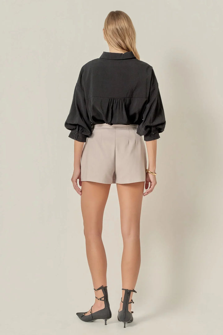 English Factory Balloon Sleeve Shirt - Capri by Sunset & Co.