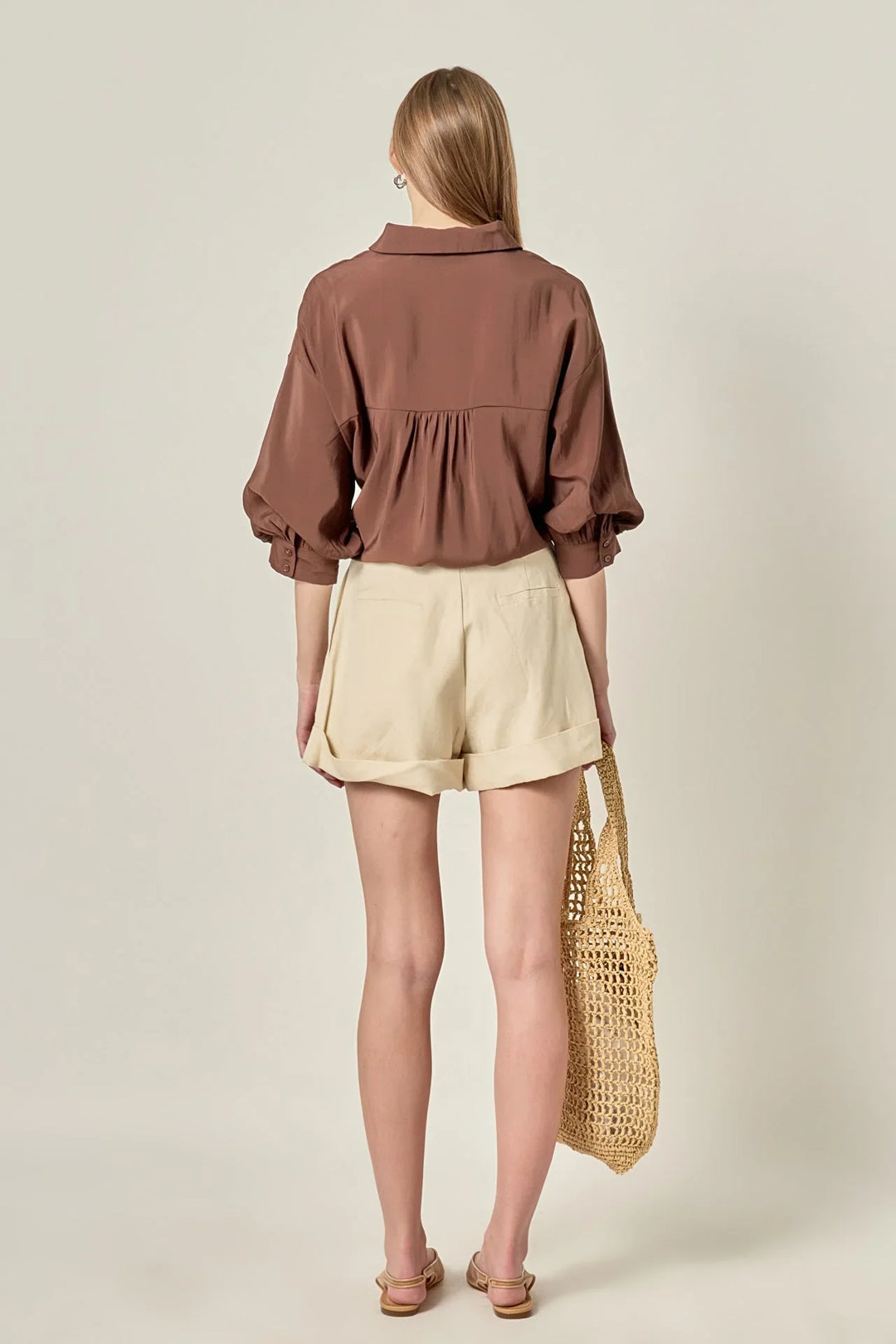 English Factory Balloon Sleeve Shirt - Capri by Sunset & Co.