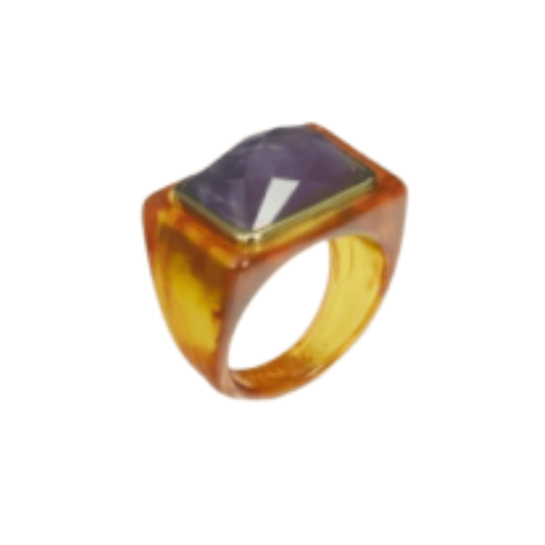 Lucas Jack Large Rectangle Stone Ring - Capri by Sunset & Co.