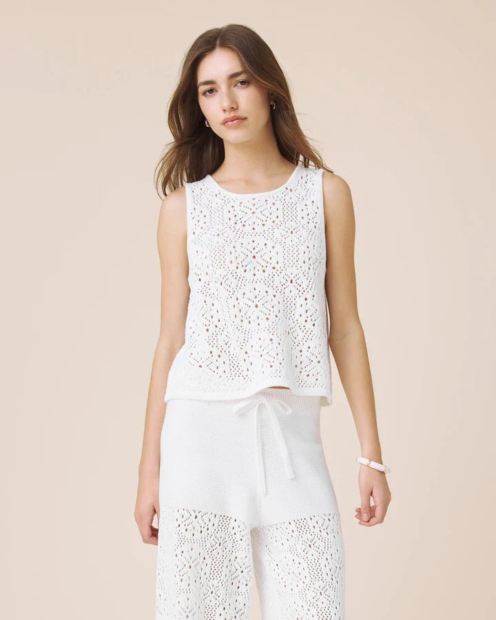 Splendid Beckham Crochet Sweater Tank - Capri by Sunset & Co.
