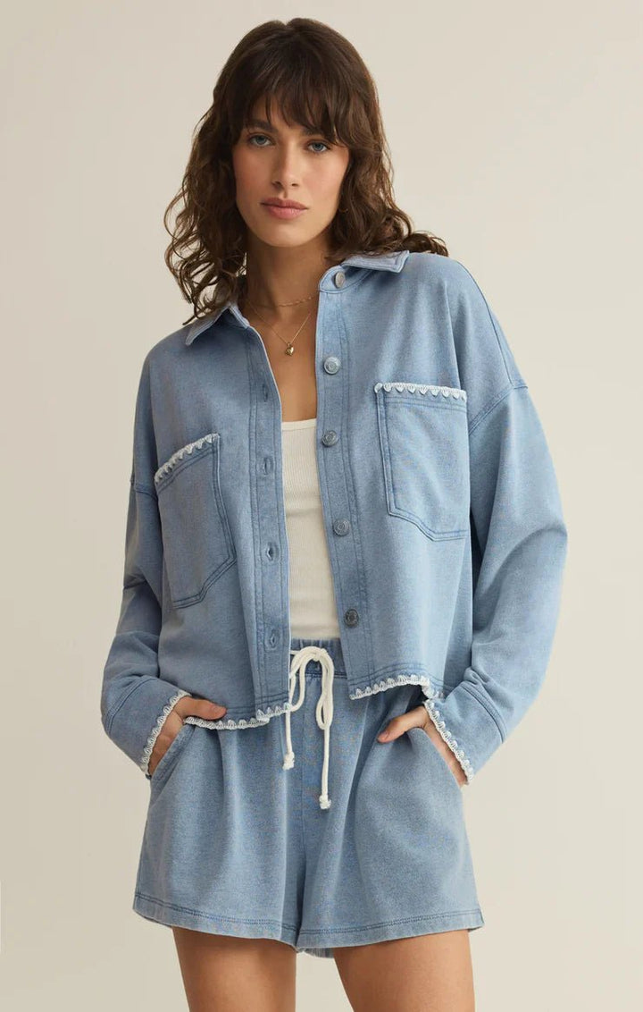 Z Supply All Day Crop Whipstitch Jacket - Capri by Sunset & Co.