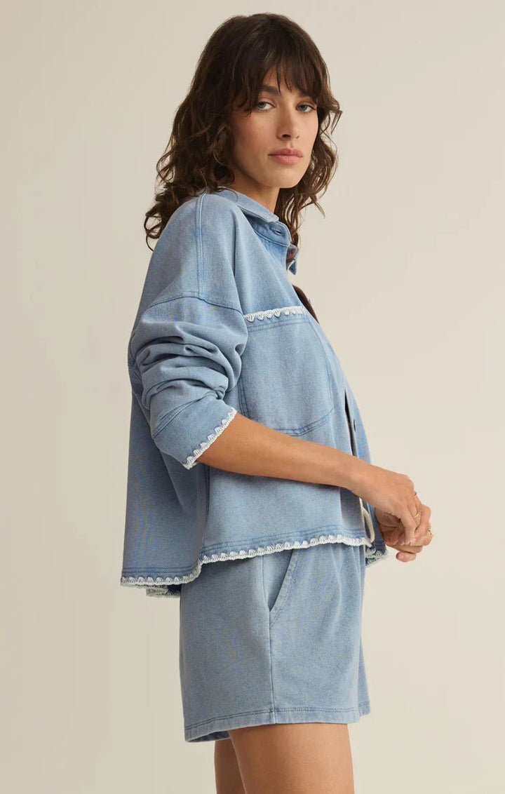 Z Supply All Day Crop Whipstitch Jacket - Capri by Sunset & Co.