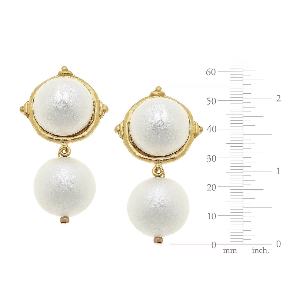 Susan Shaw Gold Cotton Pearl Cab with Cotton Pearl Drop Earrings - Capri by Sunset & Co.