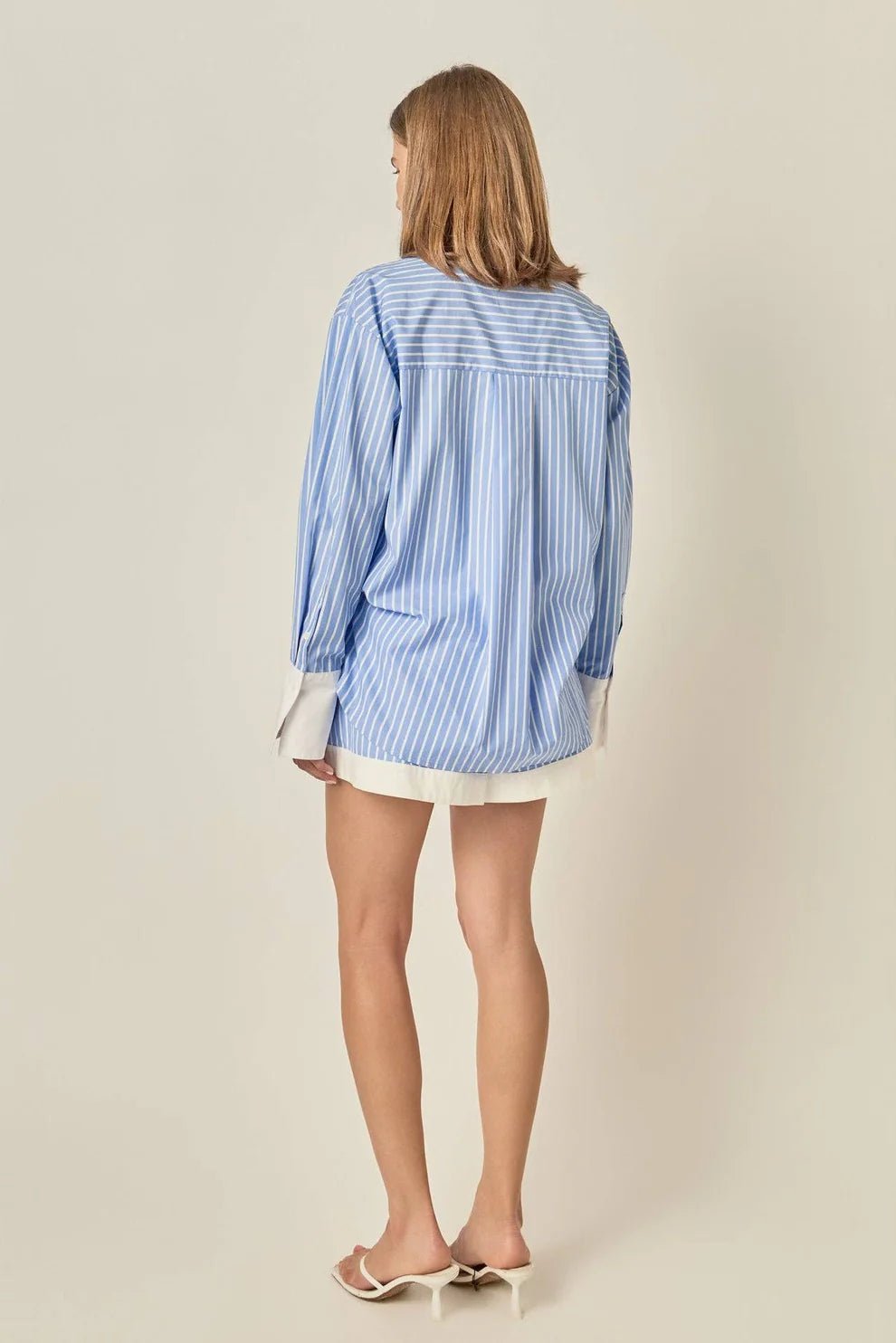 English Factory Oversize Stripe Shirt - Capri by Sunset & Co.