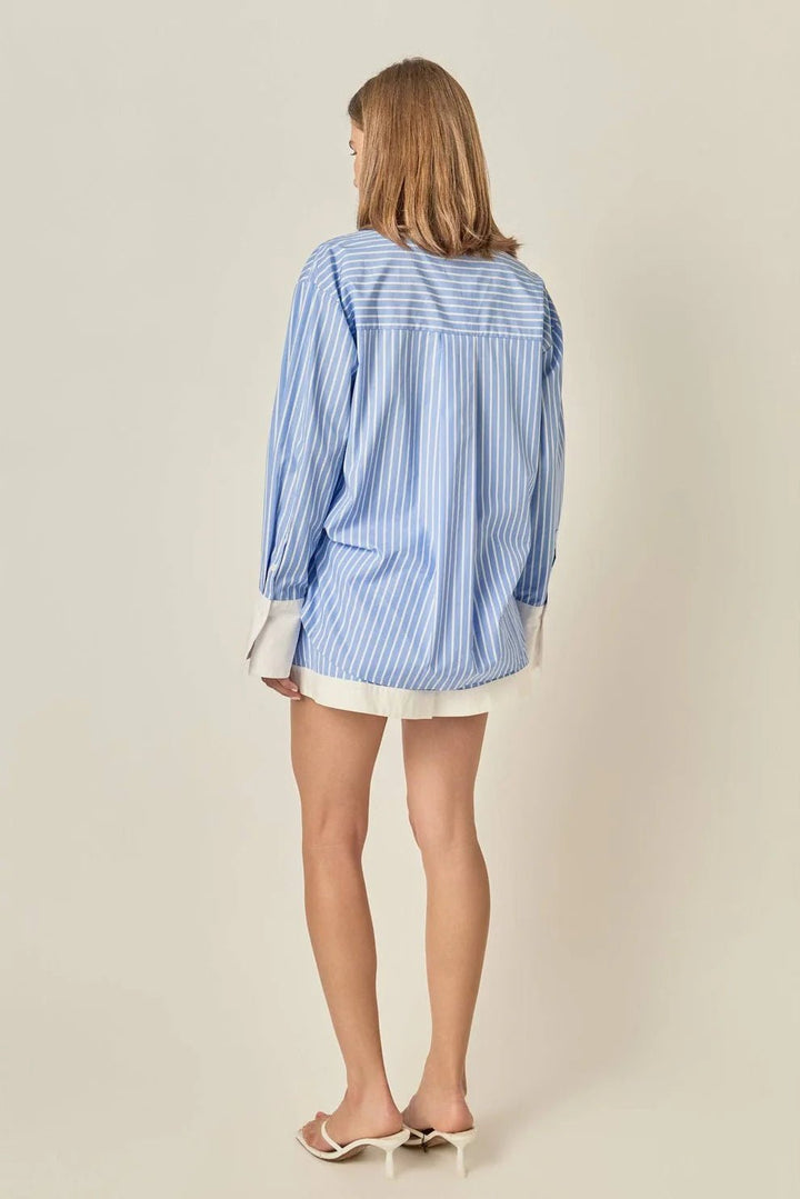 English Factory Striped Boyfriend Shorts - Capri by Sunset & Co.