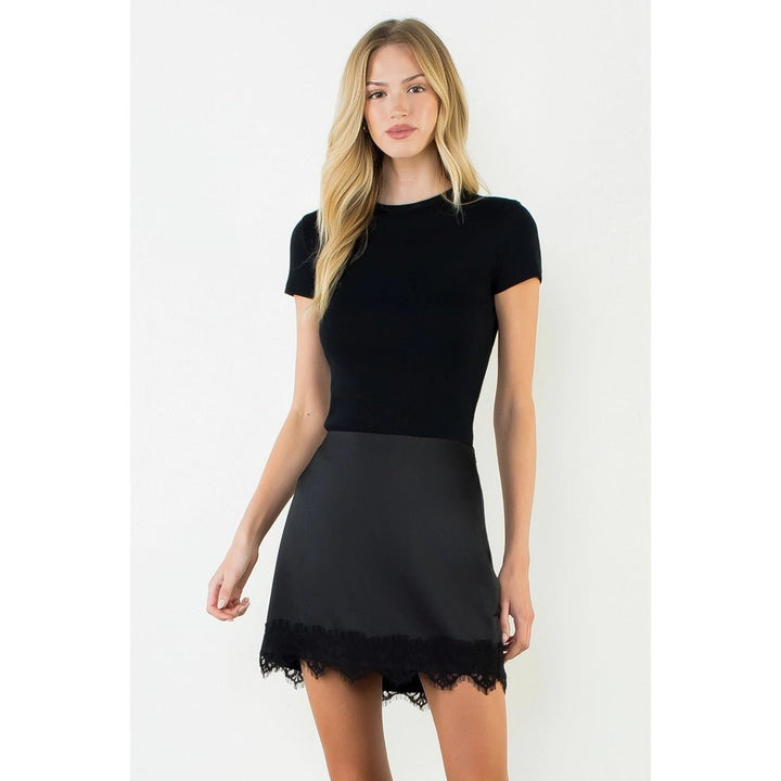 Satin Lace Hem Skort - Capri by Sunset & Co.