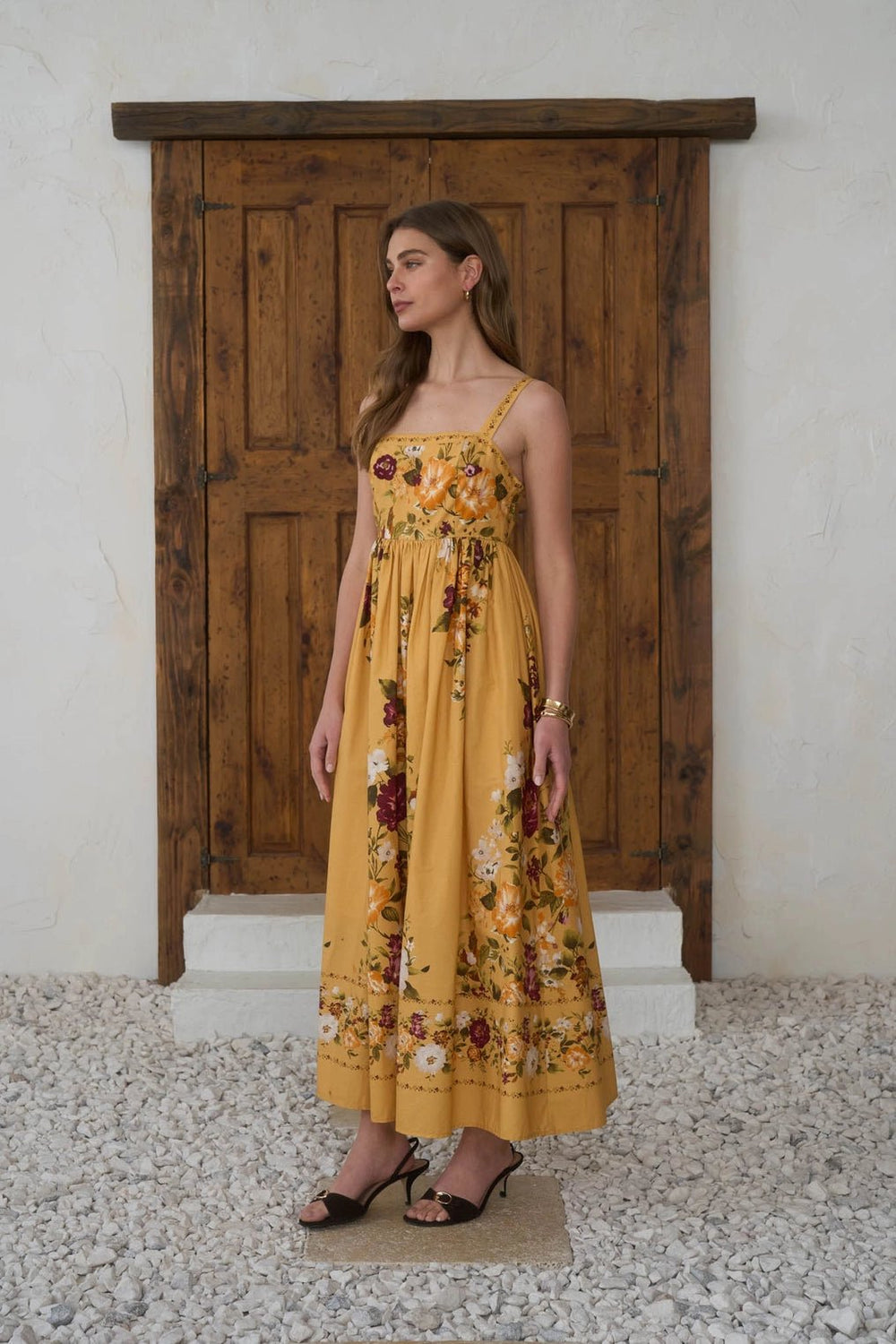 Moon River Squareneck Floral Midi Dress - Capri by Sunset & Co.