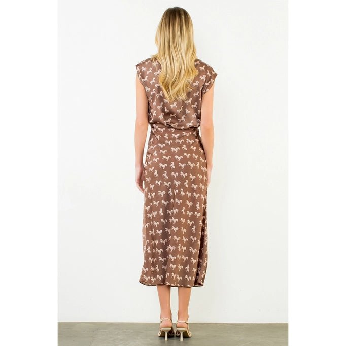 THML Satin Horse Print Skirt - Capri by Sunset & Co.