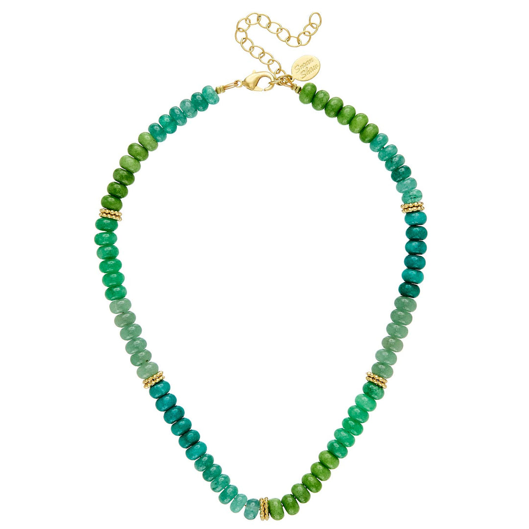 Susan Shaw Green Jade and Gold Bead Necklace - Capri by Sunset & Co.