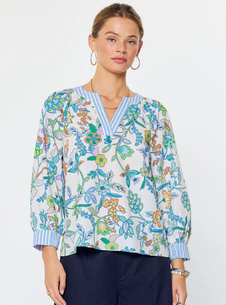 Current Air Long Sleeve Blouse - Capri by Sunset & Co.