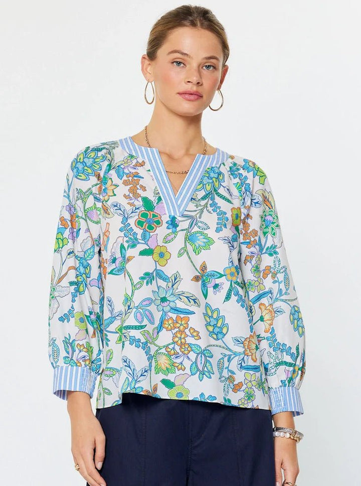 Current Air Long Sleeve Blouse - Capri by Sunset & Co.