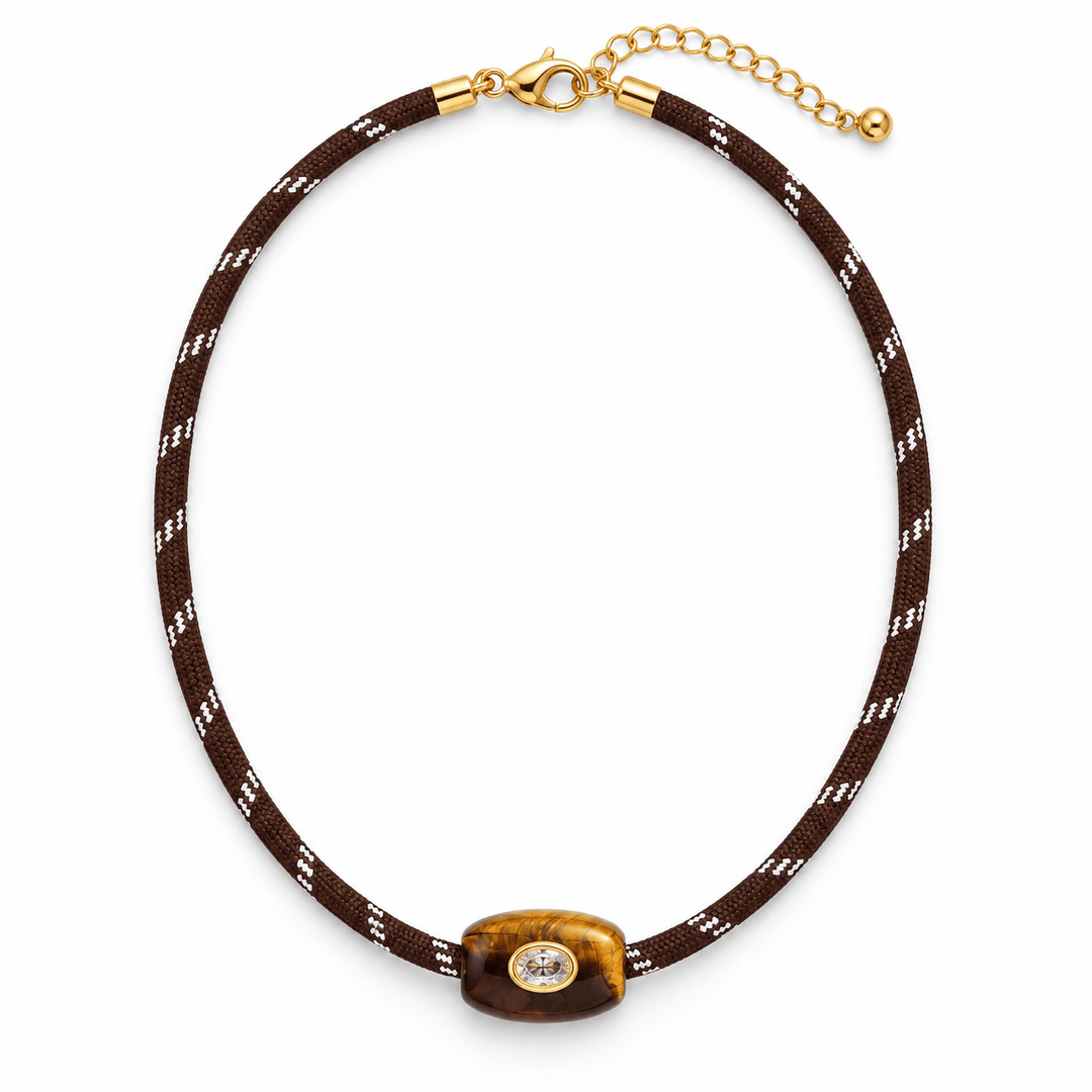 Tiger Eye Crystal Paracord Necklace - Capri by Sunset & Co.