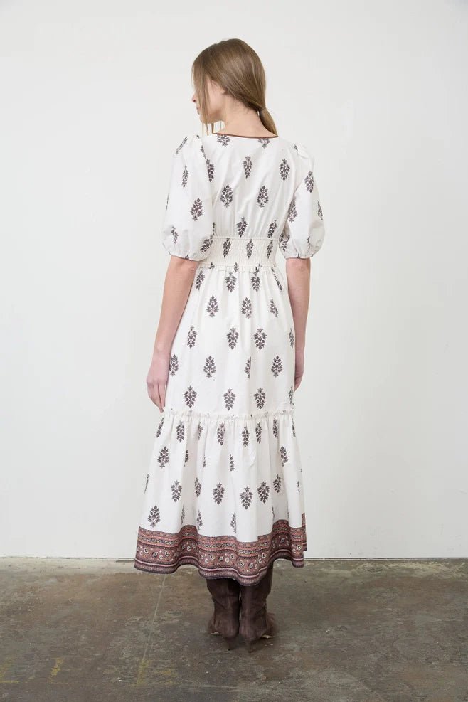 Moon River Puff Sleeve Midi Dress - Capri by Sunset & Co.