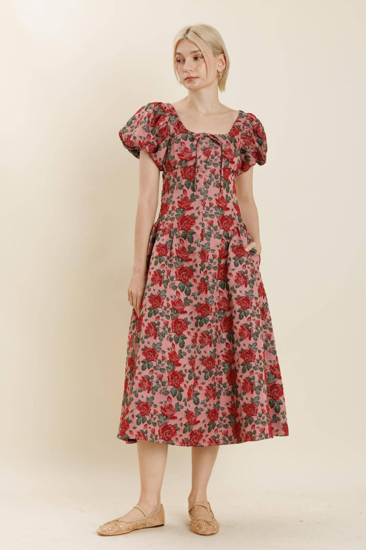 Aureum Jacquard Midi Dress - Capri by Sunset & Co.