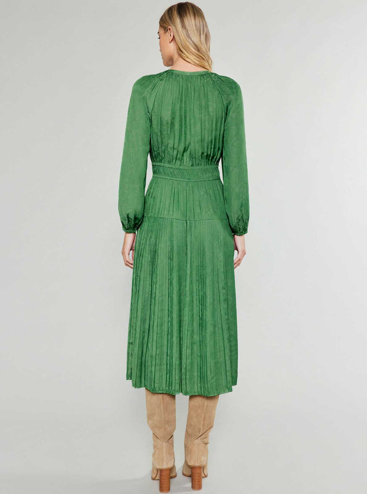 Current Air Jacquard Button Closure Midi Dress - Capri by Sunset & Co.