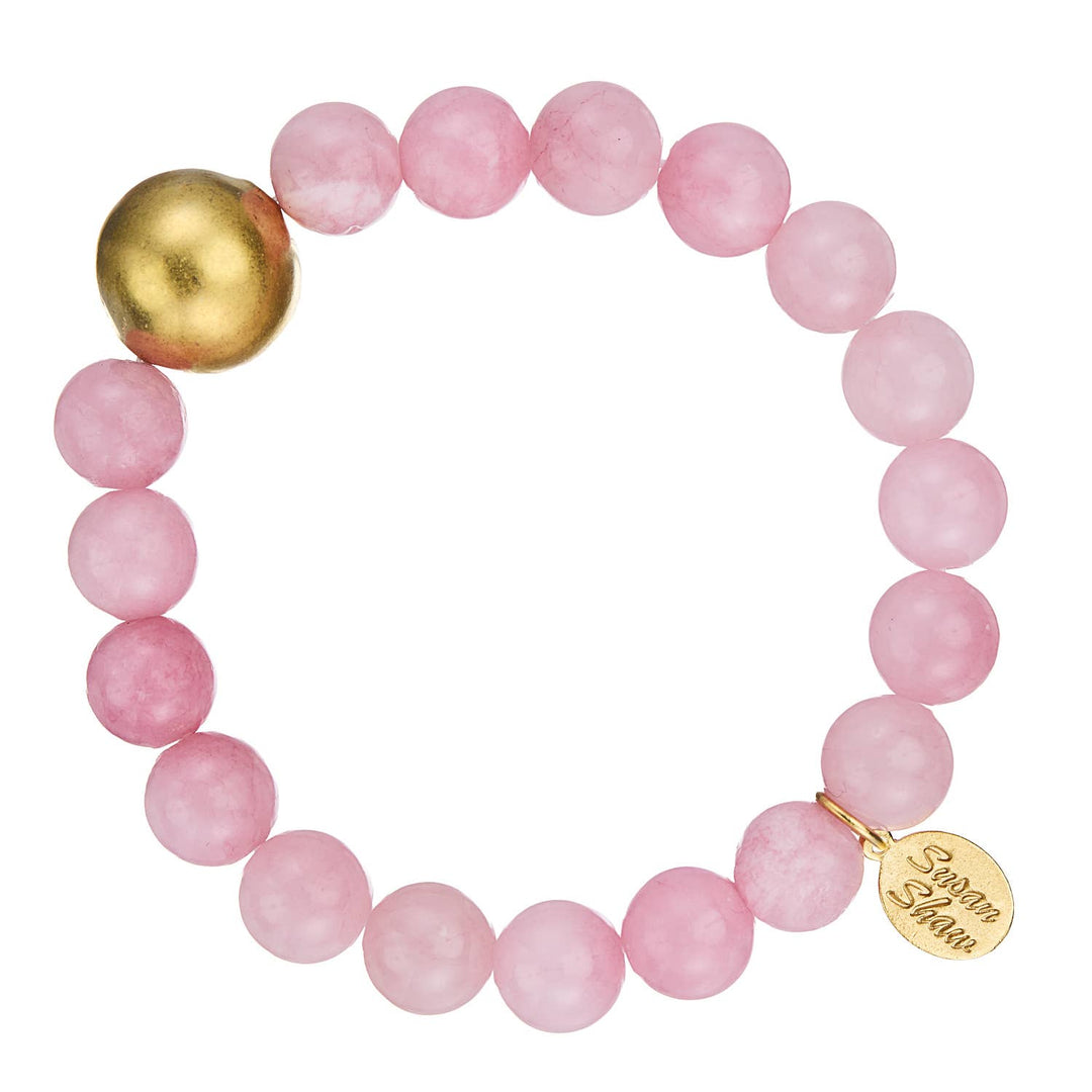 Susan Shaw Pink Jade Stretch Bracelet - Capri by Sunset & Co.