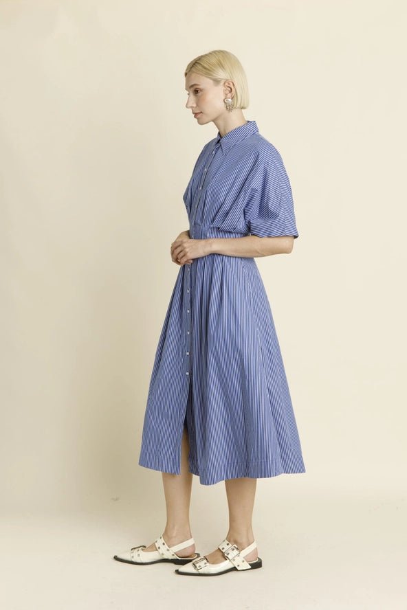 Aureum Pleated Midi Shirt Dress - Capri by Sunset & Co.