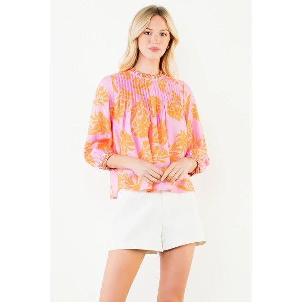 THML Long Sleeve Floral Top - Capri by Sunset & Co.