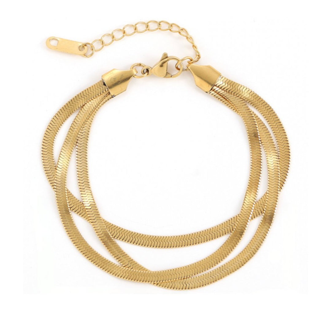 Accessory Concierge Triple Herringbone Chain Bracelet - Capri by Sunset & Co.