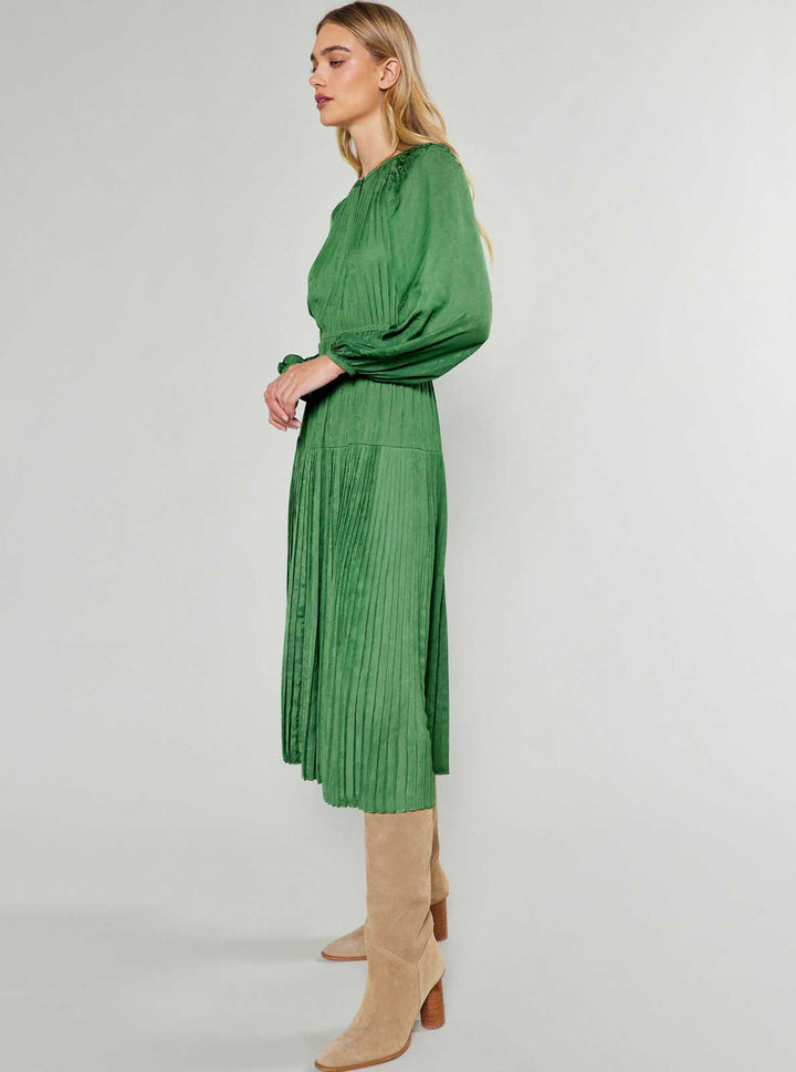 Current Air Jacquard Button Closure Midi Dress - Capri by Sunset & Co.