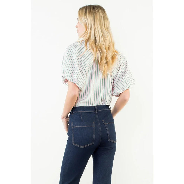 Puff Sleeve Stripe Top - Capri by Sunset & Co.