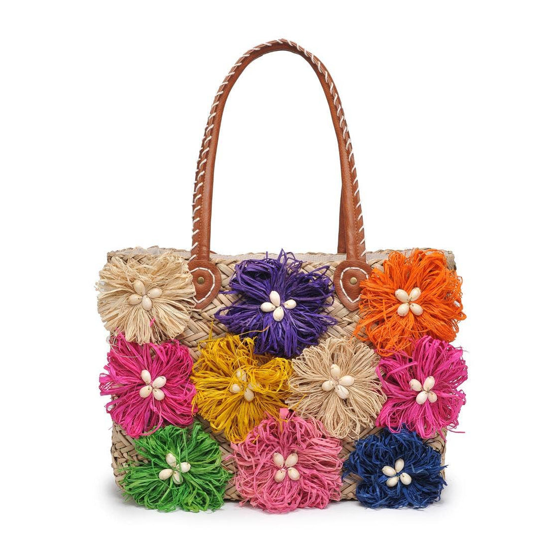 Urban Expressions Queenie Floral Straw Tote - Capri by Sunset & Co.