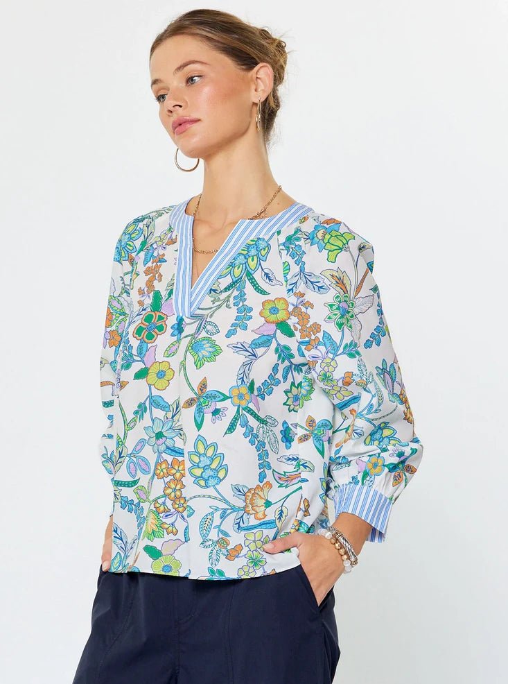 Current Air Long Sleeve Blouse - Capri by Sunset & Co.