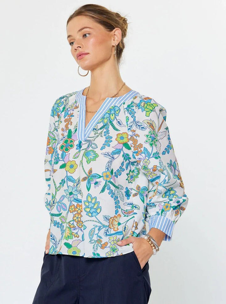 Current Air Long Sleeve Blouse - Capri by Sunset & Co.