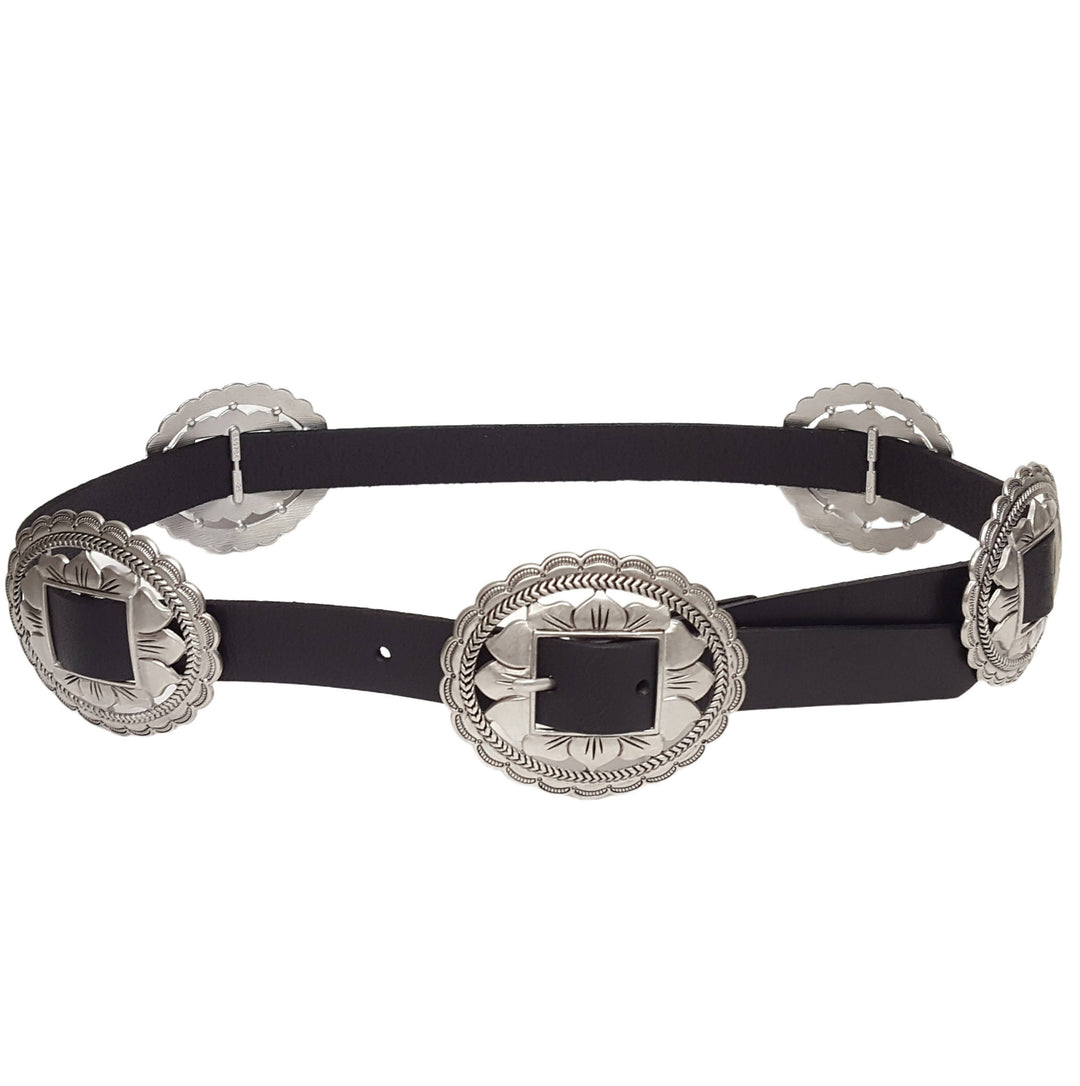 Oval Floral Concho Suede Belt