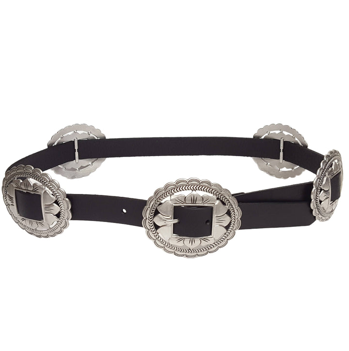 Oval Floral Concho Suede Belt