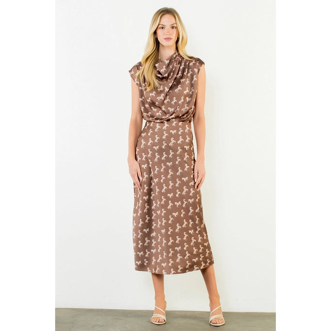 THML Satin High Neck Horse Top