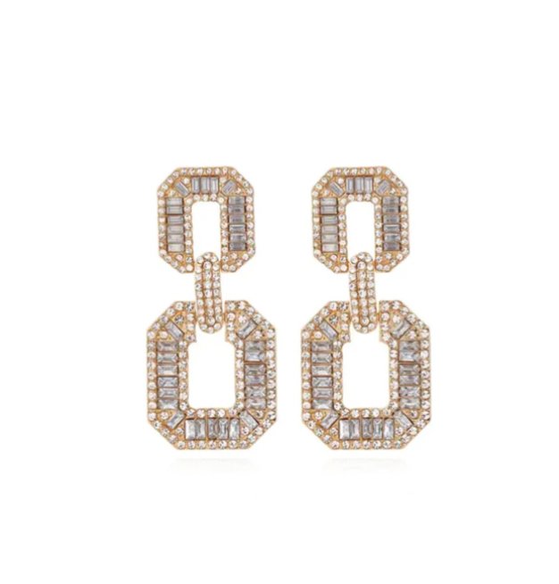 Accessory Concierge Crystal Window Drop Earrings - Clear - Capri by Sunset & Co.