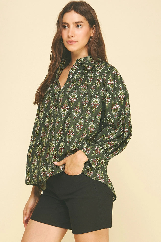 Pinch Geometric Button Down Shirt